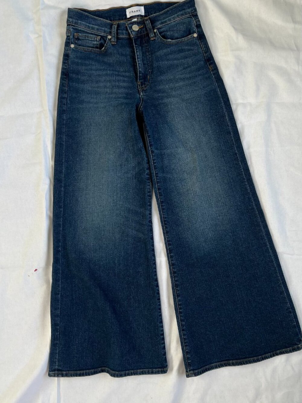 FRAME PALAZZO Super Wide Leg Jeans, Dark Blue Denim, Size 27, Mint Condition